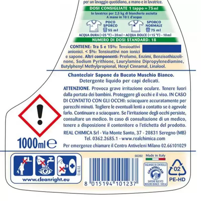 Chanteclair Săpun De Rufe Cu Mosc Alb 1000 ml Bax 12 buc.